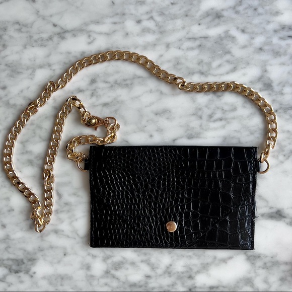 Black shoulder or belt bag/wallet with chain strap - Picture 2 of 9